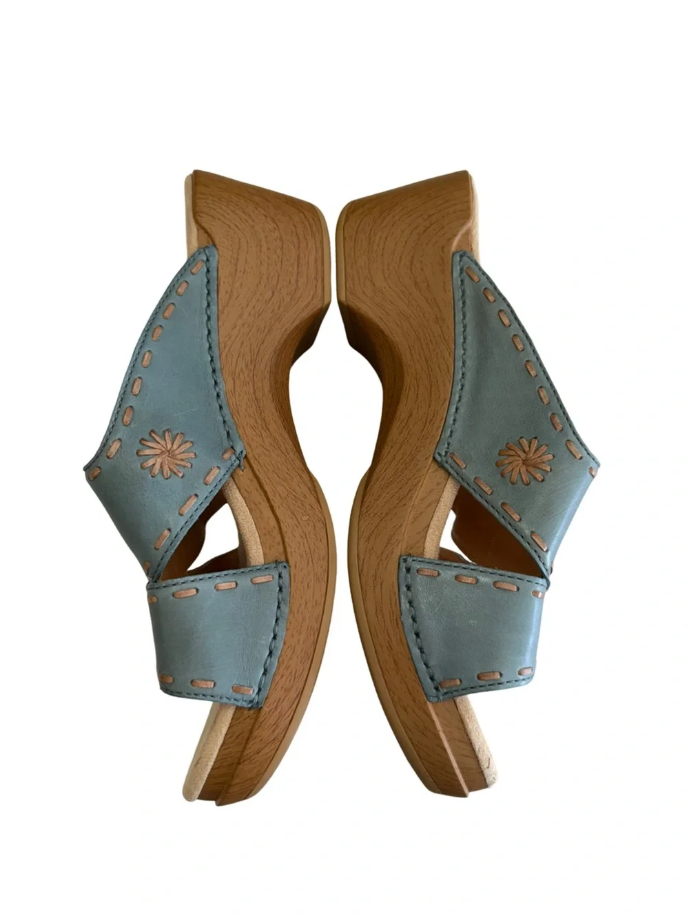 Dansko Blue Floral Cutout Leather Slide Sandals Size 41 US 10.5–11